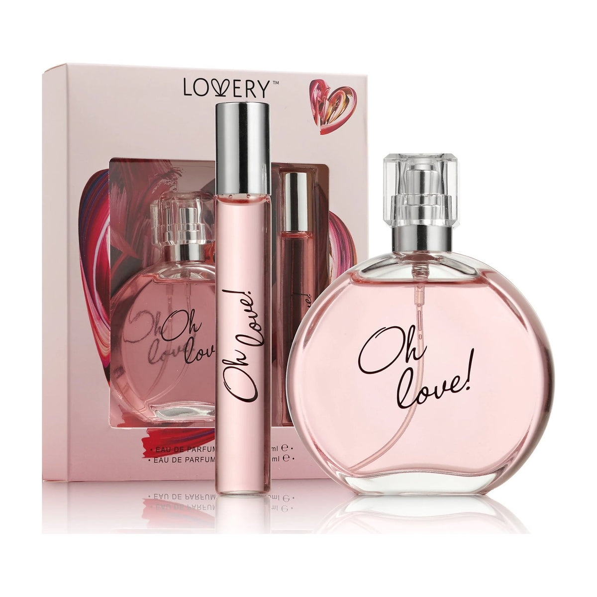 Oh Love ladies perfume gift set box with two perfume bottles