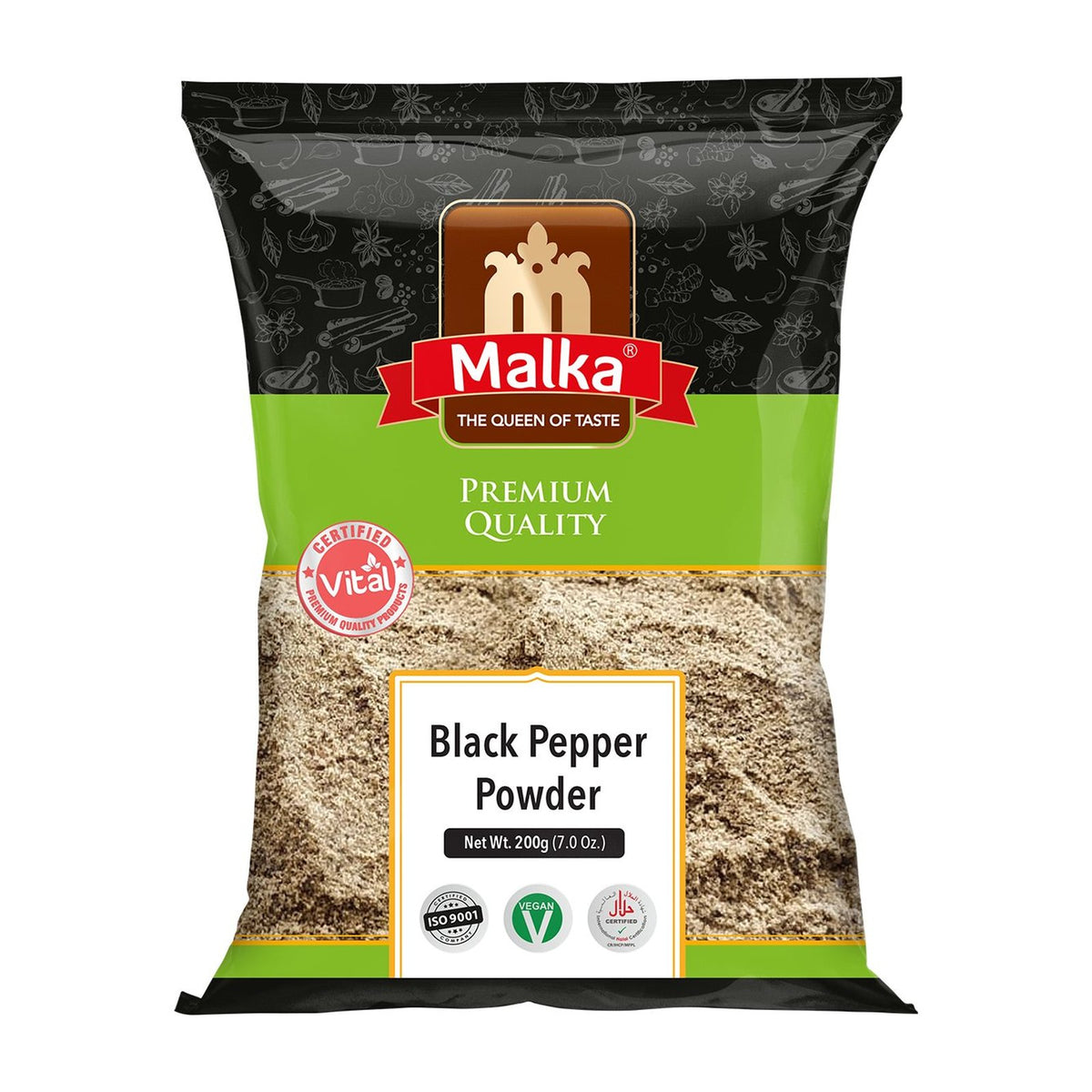 Malka Black Pepper Powder 200g pouch, ground black pepper