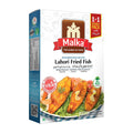Malka Lahori Fried Fish Masala 50g box showing golden fried fish pieces