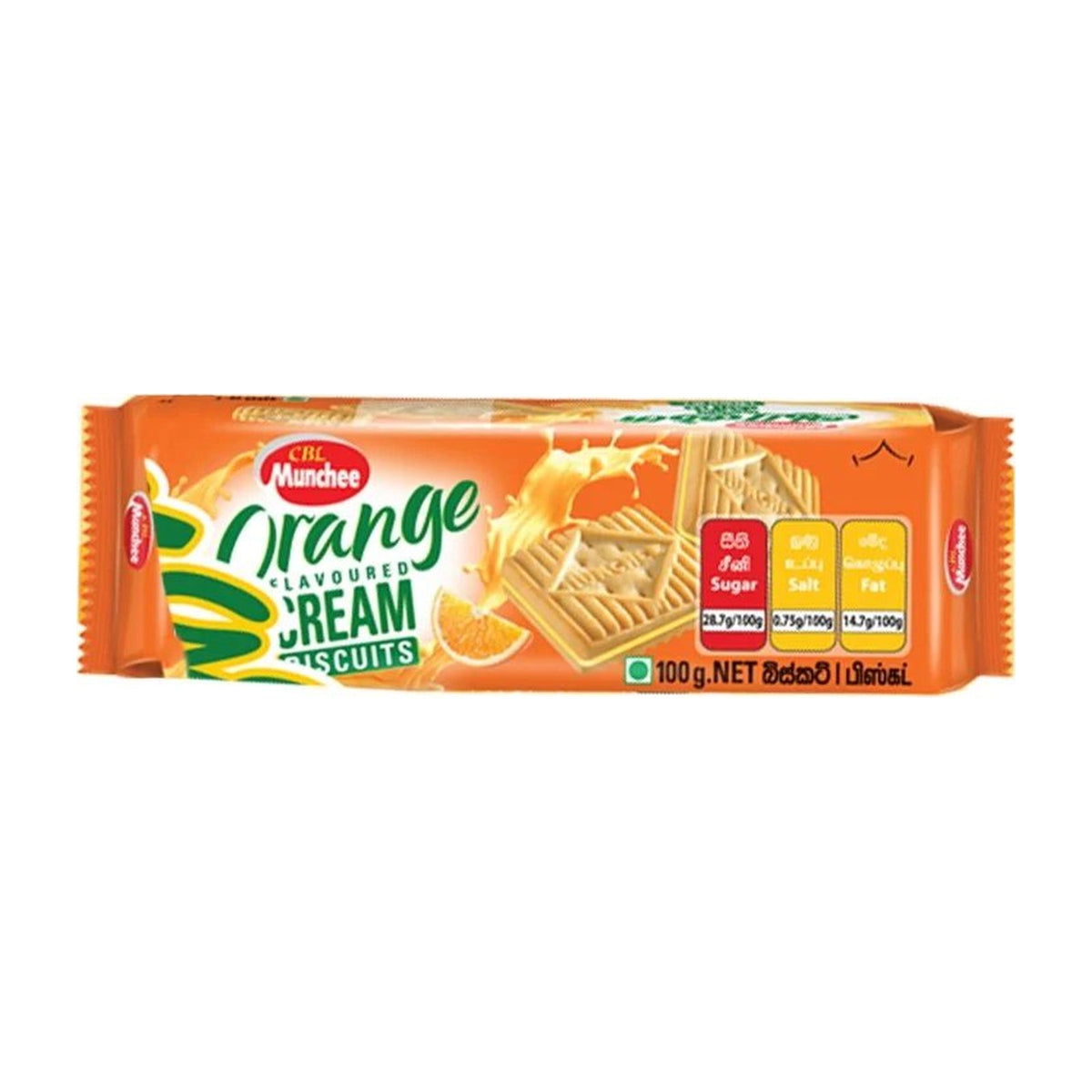 Munchee Orange Cream biscuits 100g pack