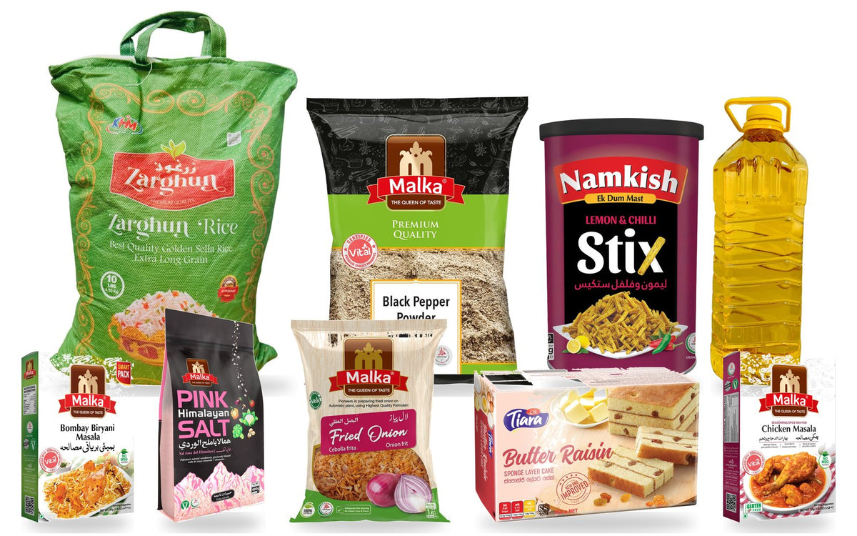 Zarghun rice, Malka spices, Namkish snacks, Tiara cake and more from Pure Trust Imports