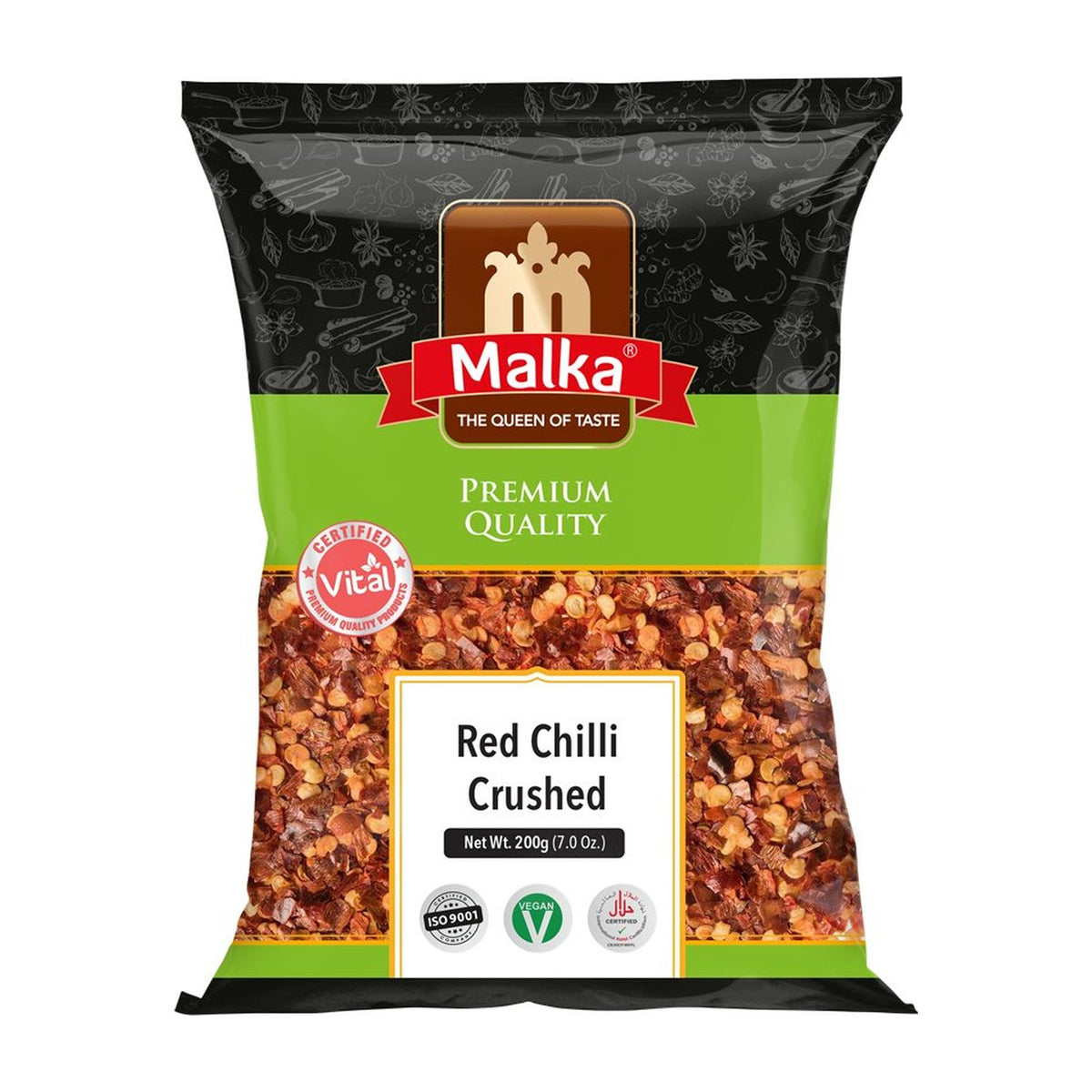 Malka Red Chilli Crushed 200g pack of red chilli flakes